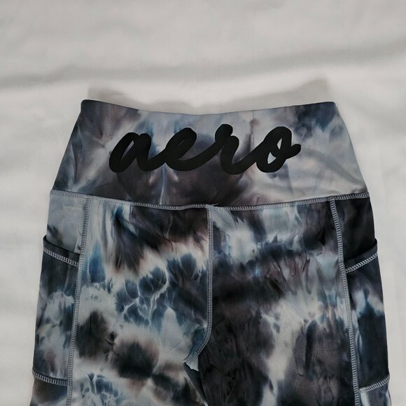 Aeropostale Sport Women's Black/White/Blue Tie Dye Print Leggings Size L/G - Picture 7 of 13